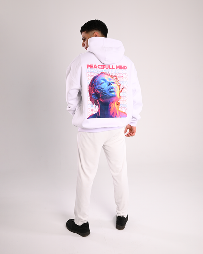 White Peaceful Mind Over-Sized Hoodie