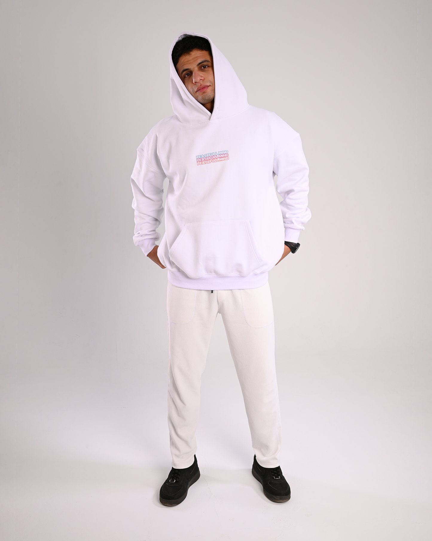 White Peaceful Mind Over-Sized Hoodie