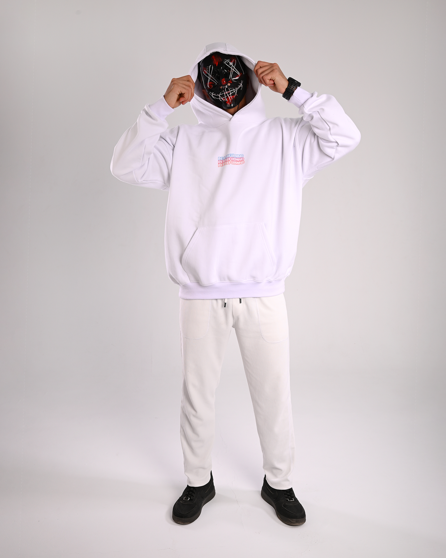 White Peaceful Mind Over-Sized Hoodie