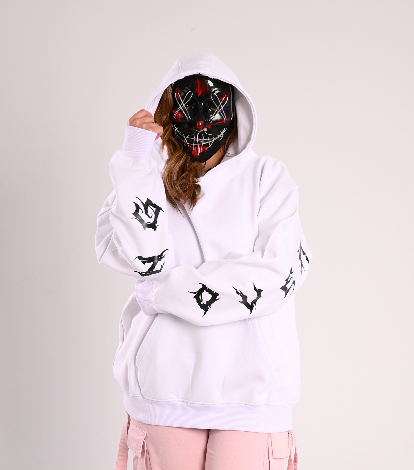 White Overthinking Over-Sized Hoodie