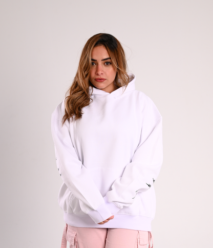 White Overthinking Over-Sized Hoodie