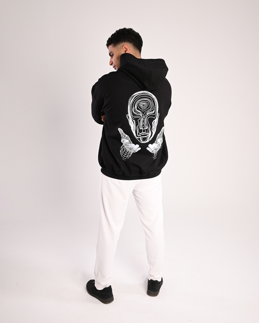 Black TECHNO Over-Sized Hoodie