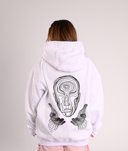 White TECHNO Over-Sized Hoodie